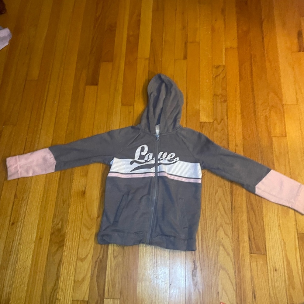 Athletic Works Gray and Pink Love Hoodie